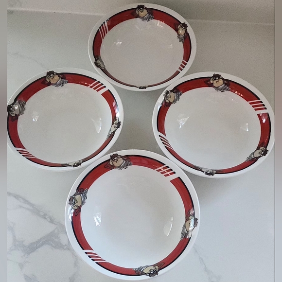 Looney Tunes warner Brothers Other - Vintage Gibson Looney Tunes Taz Tasmanian Devil Cereal Bowls Set Of 4 6.5 In
